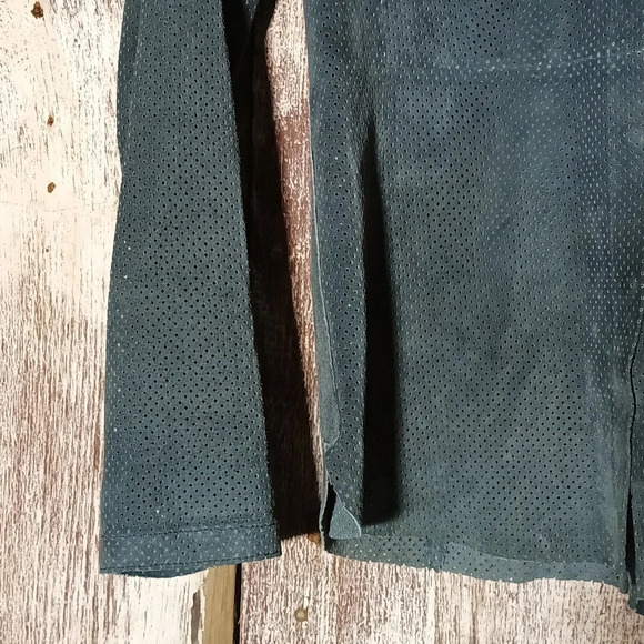 Ecru suede perforated fitted snap bluish gray soft pliable western street wear s - Picture 8 of 16